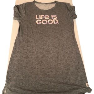 Life Is Good Women’s  Sleep Shirt s/sleeve- Large Heathered Gray.